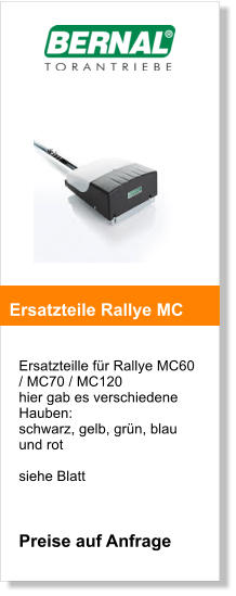 Ersatzteille fr Rallye MC60 / MC70 / MC120 hier gab es verschiedene Hauben: schwarz, gelb, grn, blau und rot   siehe Blatt    Preise auf Anfrage     Ersatzteile Rallye MC