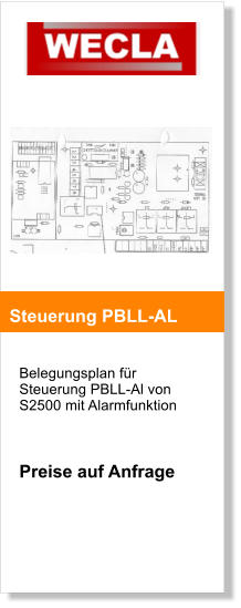 Belegungsplan fr Steuerung PBLL-Al von S2500 mit Alarmfunktion    Preise auf Anfrage     Steuerung PBLL-AL