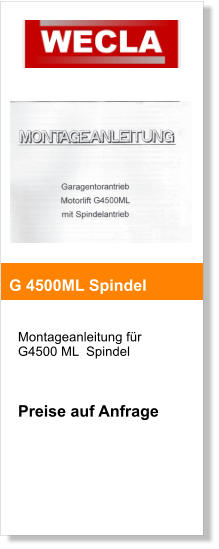 Montageanleitung fr  G4500 ML  Spindel    Preise auf Anfrage     G 4500ML Spindel